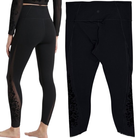 Athleta Limited Edition Velvet Rose Powervita 7/8 Tight Leggings in Black Size L - Picture 2 of 16